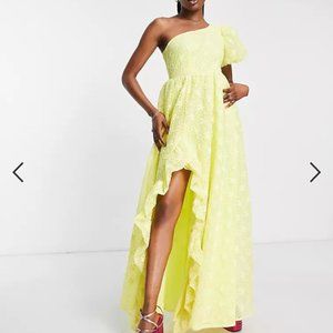 BRAND NEW ASOS -  floral lace one sleeve maxi dress in yellow